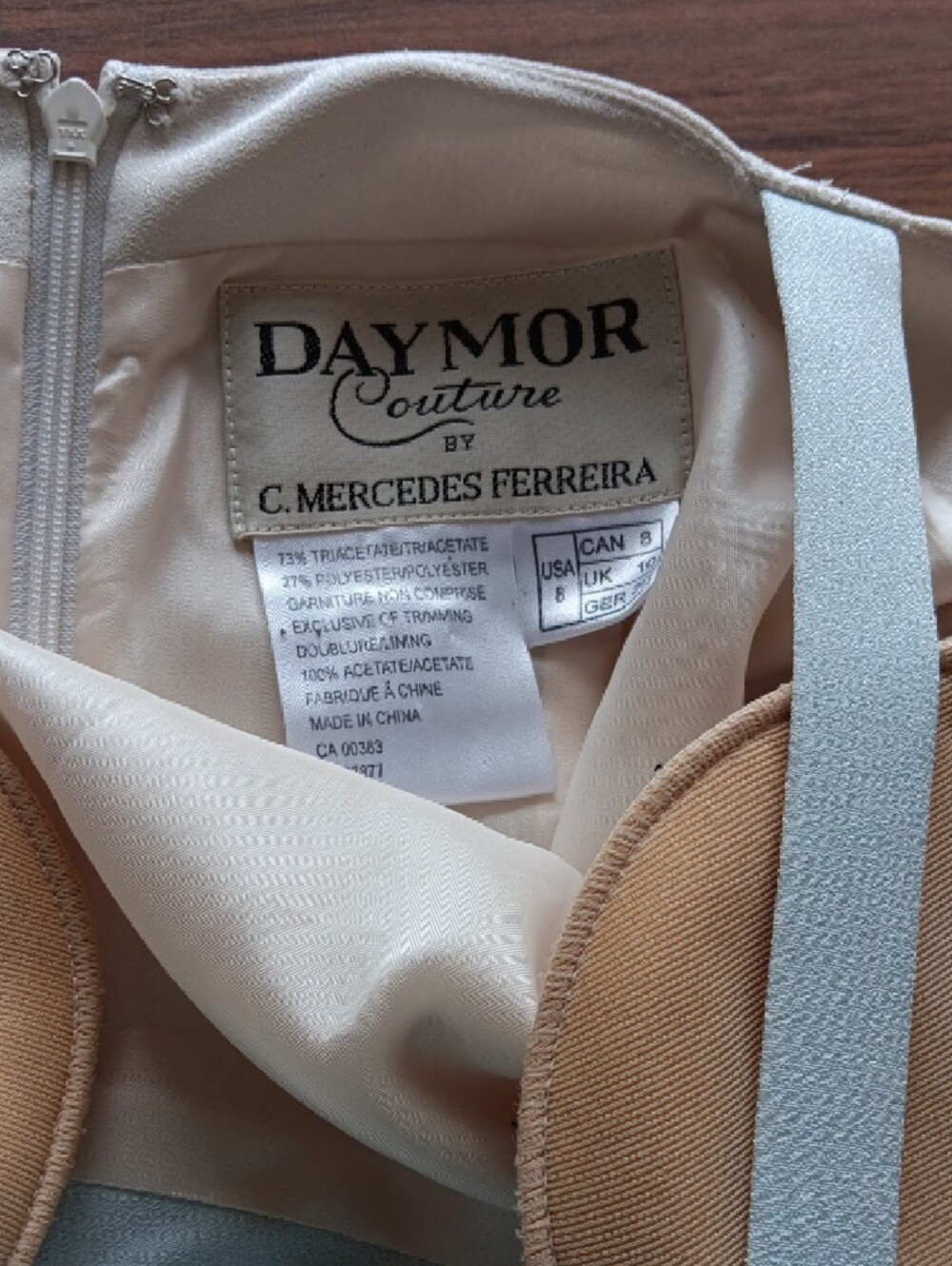Vintage Daymor Couture Beige & Light Blue Gown - Picture 7 of 8